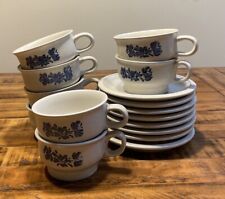 Vintage Pfaltzgraff Stoneware Yorktowne Tea Set Of 8 Cups & Saucers. Beautiful picture