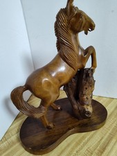 Vintage Majestic Hand Carved Wooden Stallion Horse Statue FolkArt 14”t X 11