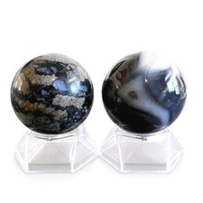 Lot Of 2 Natural Que Sera & Orca Agate Spheres - USA picture