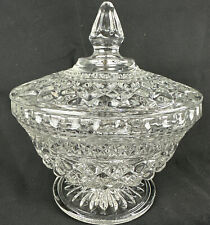 ANCHOR HOCKING WEXFORD CLEAR GLASS CANDY DISH WITH LID MINT Vintage picture