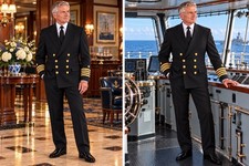 Men’s Service Dress Blue US Navy Captain’s Uniform Size 44S. Winter Weight. picture