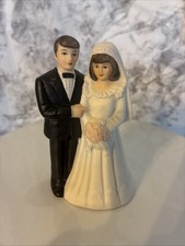 Vintage Bride and Groom Figurine, L.B. MFG, Vintage Cake Topper, 1990 picture