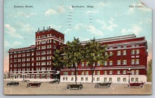 Vintage Postcard MN Rochester Zumbro Hotel The Clinci Old Cars c1924 ~7143 picture
