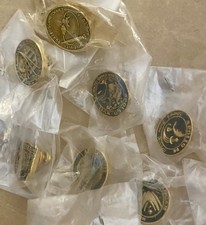 Lot-7 Apollo NASA Gold Plated Lapel Pin Vntg Sealed Collectable NOS Launch Team picture