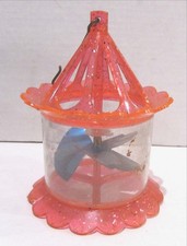 Vtg Hard Plastic Twinkler Spinner Birdcage Tin FAn Christmas Ornament MCM Pink B picture