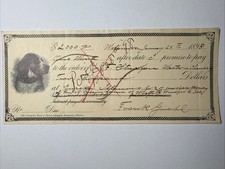 1898 Metamora Ill DOG Vignette Promise to Pay Check Tax Revenue Stamps IRS picture