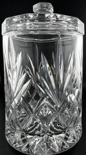Vintage Heavy Cut Lead Crystal Lidded Jar – 6 lb – Diamond & Fan Pattern picture