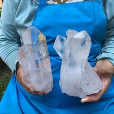 2pcs 4.7 LB Natural Clear Quartz Cluster Crystal Mineral Heals Specimen 6734 picture