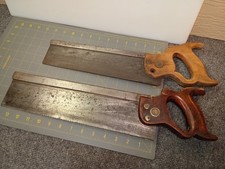 Lot 2 ANTIQUE Back Tenon SAW Steel Warranted SUPERIOR barn find Old Vintage KY picture