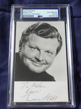 Benny Hill Autographed 4x6 Photo PSA SLABBED English Comedian Actor TV Star picture