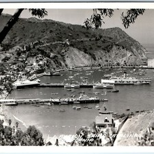 c1940s Avalon, CA Harbor RPPC Catalina Island Casino Bay Steamship Frasher Photo picture