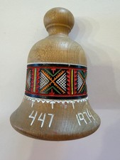 Vintage 1974 Ukrainian Hutsul Carved Wood Bell Hand Painted slavic Folk Art picture