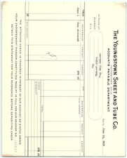 1950 Youngstown Sheet & Tube Co. Billhead, Conkling Clay picture