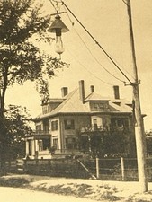 Antique Athol Massachusetts Cabinet Photograph Street Lamp & House picture