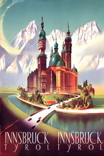 Innsbruck Tyrol Austria 1960s Travel Poster - 24x36” - Rare Reprint 🤯💯 picture