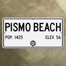 ACSC Pismo Beach California town boundary highway road sign 1950 route 101 24x12 picture
