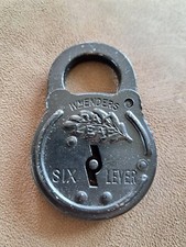 VINTAGE Wm ENDERS 'OAK LEAF' SIX LEVER PADLOCK w/No Key 🔐  picture