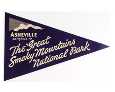 1940s Asheville NC Luggage Label – Great Smoky Mountains National Park Pennant picture