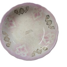 Antique D.E. McNicol Pink & Gold Floral Plate - L.A. Schwartz Evansville Minn... picture