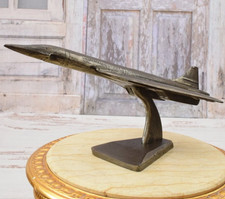 Concorde Airplane Model Pilot Cast Iron Aviation Supersonic Silver Retro Gift picture