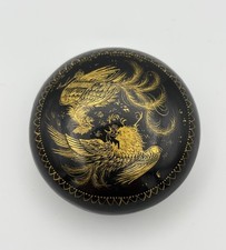 Vintage 1970s Russian Xolui Rooster Lacquer Hand Painted Wood Trinket Jewery Box picture