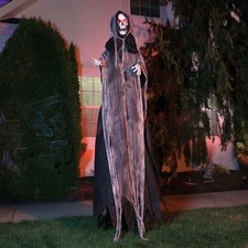 Haunted Hill Farm 7.1 FT Animated LED Reaper Halloween Animatronic Sound Activat picture