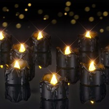 Homemory 24Pcs Halloween Black Dripping Flameless LED 24 Pack, picture