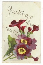 Postcard Divided Unused Floral Arrangement Greetings picture