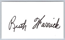 Ruth Warrick Autograph Signed White Card Actress Citizen Kane All My Children picture