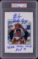 1991 NIKE POSTER CARDS DOESN'T GIVE UP #989 NOLAN RYAN PSA AUTHENTIC AUTO 10 picture
