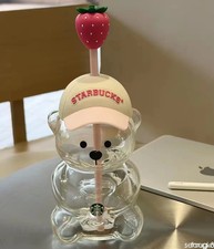AUTHENTIC New 2026 Starbucks Bearista Bear Cup Strawberry Topper Baseball cap picture