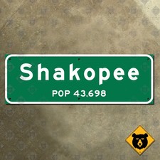 Shakopee Minnesota city limit highway road sign 2000 marker boundary 21x7 picture
