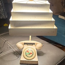 Vintage Trea Boye Kitsch Lighter Telephone Clock white Lamp Venetian Blind Shade picture