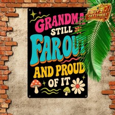 Old Hippies Make Groovy Grandmas Metal Sign Retro Peace Love Wall Art picture