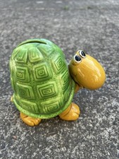 Turtle Ceramic Bank. Papel Korea. Cute Big Eyed Turtle With Rubber Stopper. picture