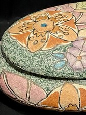 RARE✨Vintage KILN ART Pottery✨ Lidded Trinket Box EXQUISITE Details picture