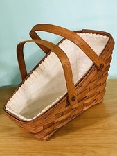 Vtg. Longaberger Slanted Fruit & Veggie Harvest Lined Basket 13” picture