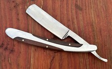 OG Vintage Shaving Straight Razor Chrome Mirror Finish Wood Handle Sharp Barber picture