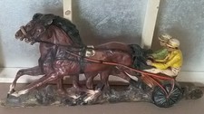 1966 UNIVERSAL STATUARY Harness Horse Racing Wall Plaque signed by W. Marotta picture