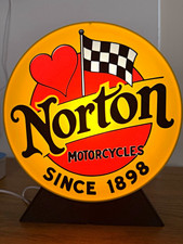 Norton Motorcycles “Since 1898” Lighted Tabletop Sign Yellow Red picture