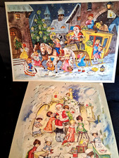 2 Vintage West German Advent Calendars Kruger Hallmark Santa Angels Christmas  picture