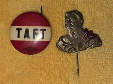 Antique 1908 William Howard Taft Presidential Campaign Pin Lot Celluloid Metal picture