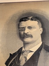 Antique Theodore Roosevelt Silk Portrait Paterson Silk Textile Institute c1900 picture
