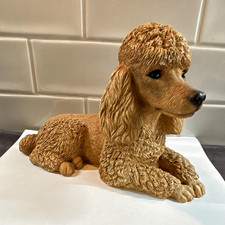 Sandicast Dog Figurine Sculpture - Poodle Breed, Lying Down Pose by Sandra Brue picture