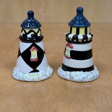 Vintage Cracker Barrel Ceramic Lighthouse Salt & Pepper Shakers Nautical Decor picture