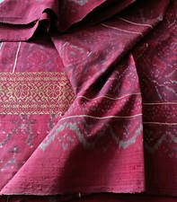 Vintage Antique Indonesian Ikat Panel with Gold Threads  XX510 picture