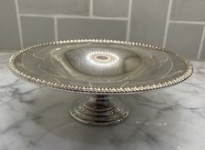 Vintage Beaded Silverplate Footed Compote 7.25” Unbranded picture