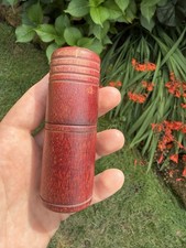 Antique Turned Wood Treenware Storage Travel Traveling Container Treen Lidded picture