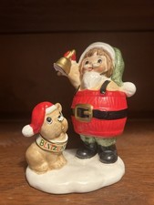 Napco Vintage Ceramic Santa Dog Frenchie Bulldog Blitzen Figurine Christmas picture