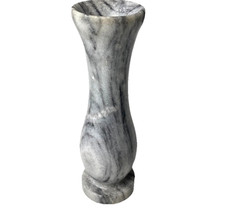 Vintage Marble / Agate Small Bud Vase, 4.5 inches Gray White  Stone picture